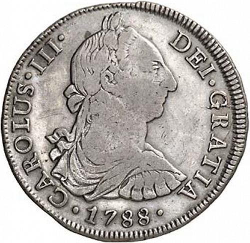 8 Reales Obverse Image minted in SPAIN in 1788DA (1759-88  -  CARLOS III)  - The Coin Database