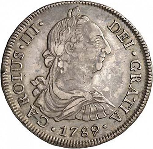 8 Reales Obverse Image minted in SPAIN in 1789DA (1759-88  -  CARLOS III)  - The Coin Database