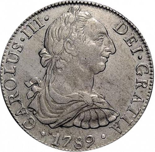 8 Reales Obverse Image minted in SPAIN in 1789FM (1759-88  -  CARLOS III)  - The Coin Database