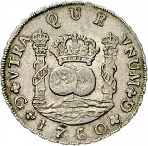 8 Reales Reverse Image minted in SPAIN in 1760P (1759-88  -  CARLOS III)  - The Coin Database