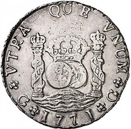 8 Reales Reverse Image minted in SPAIN in 1771P (1759-88  -  CARLOS III)  - The Coin Database