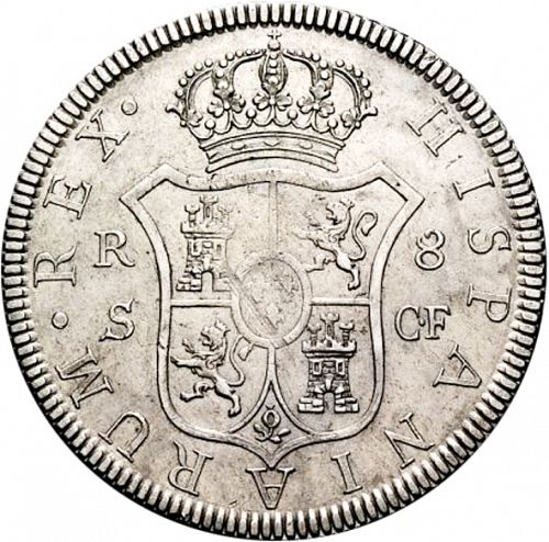8 Reales Reverse Image minted in SPAIN in 1772CF (1759-88  -  CARLOS III)  - The Coin Database