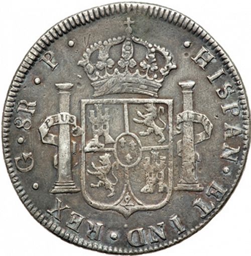 8 Reales Reverse Image minted in SPAIN in 1772P (1759-88  -  CARLOS III)  - The Coin Database