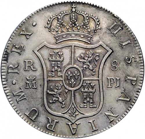 8 Reales Reverse Image minted in SPAIN in 1773PJ (1759-88  -  CARLOS III)  - The Coin Database