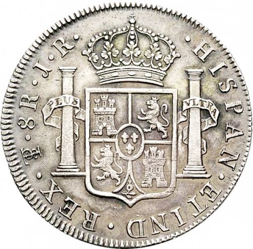 8 Reales Reverse Image minted in SPAIN in 1774JR (1759-88  -  CARLOS III)  - The Coin Database