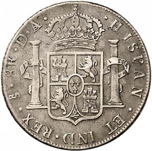 8 Reales Reverse Image minted in SPAIN in 1775DA (1759-88  -  CARLOS III)  - The Coin Database
