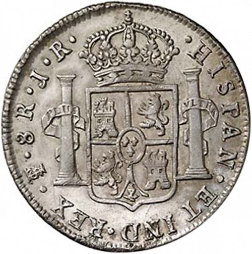 8 Reales Reverse Image minted in SPAIN in 1775JR (1759-88  -  CARLOS III)  - The Coin Database
