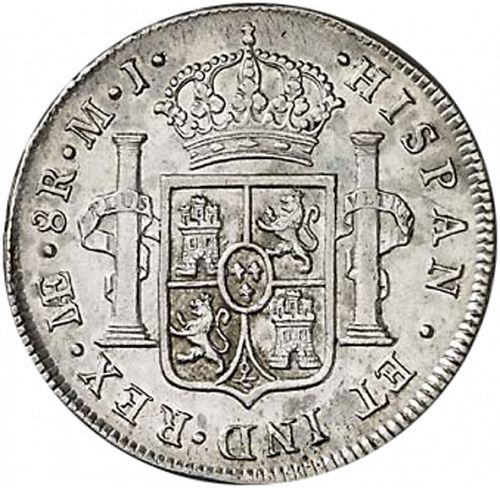 8 Reales Reverse Image minted in SPAIN in 1775MJ (1759-88  -  CARLOS III)  - The Coin Database