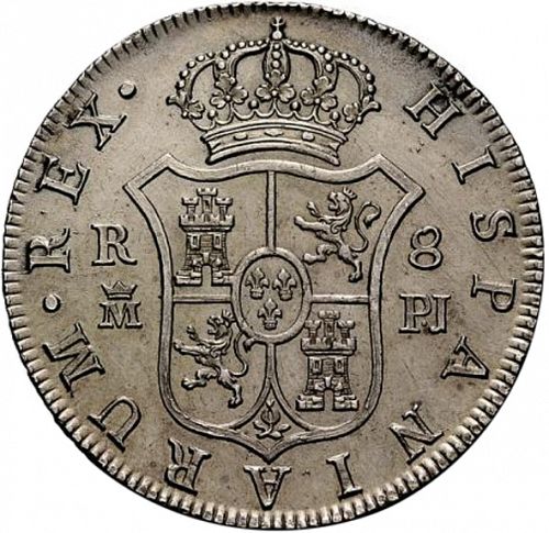 8 Reales Reverse Image minted in SPAIN in 1782PJ (1759-88  -  CARLOS III)  - The Coin Database