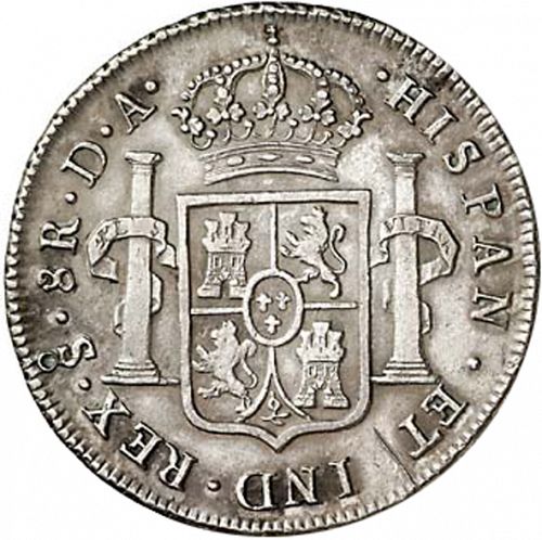 8 Reales Reverse Image minted in SPAIN in 1784DA (1759-88  -  CARLOS III)  - The Coin Database