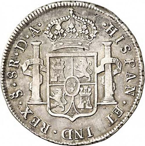 8 Reales Reverse Image minted in SPAIN in 1785DA (1759-88  -  CARLOS III)  - The Coin Database