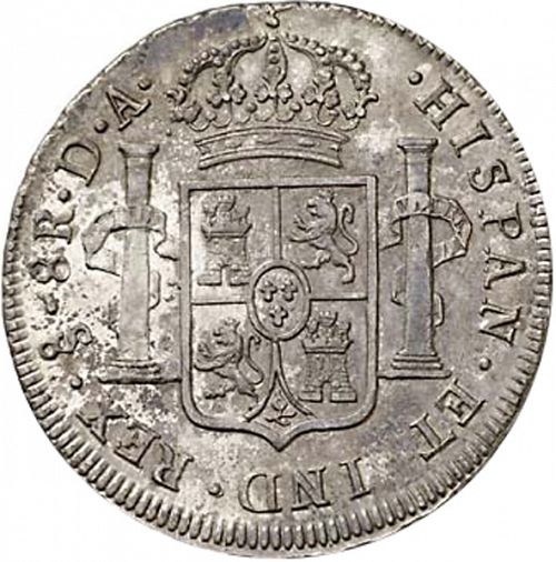 8 Reales Reverse Image minted in SPAIN in 1786DA (1759-88  -  CARLOS III)  - The Coin Database