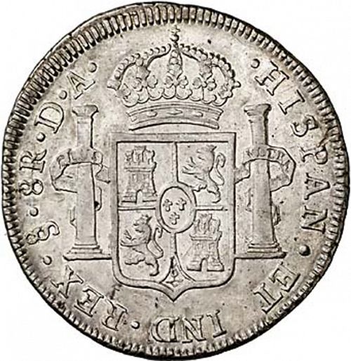 8 Reales Reverse Image minted in SPAIN in 1787DA (1759-88  -  CARLOS III)  - The Coin Database