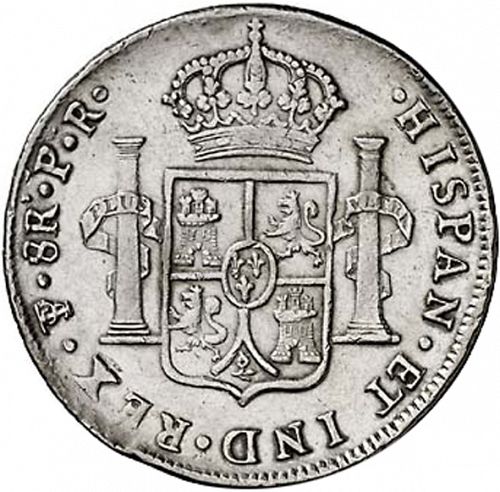 8 Reales Reverse Image minted in SPAIN in 1788PR (1759-88  -  CARLOS III)  - The Coin Database