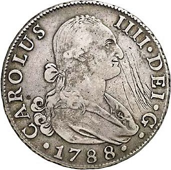 8 Reales Obverse Image minted in SPAIN in 1788C (1788-08  -  CARLOS IV)  - The Coin Database