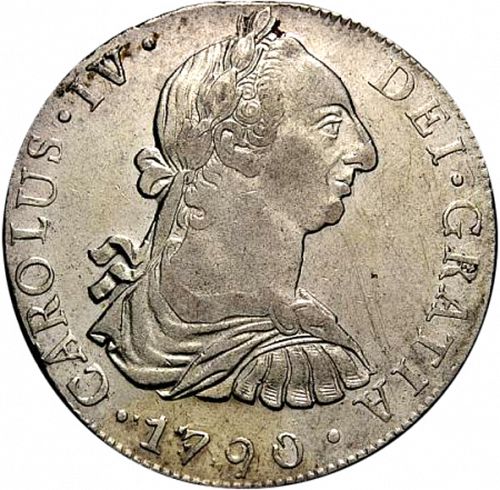 8 Reales Obverse Image minted in SPAIN in 1790M (1788-08  -  CARLOS IV)  - The Coin Database