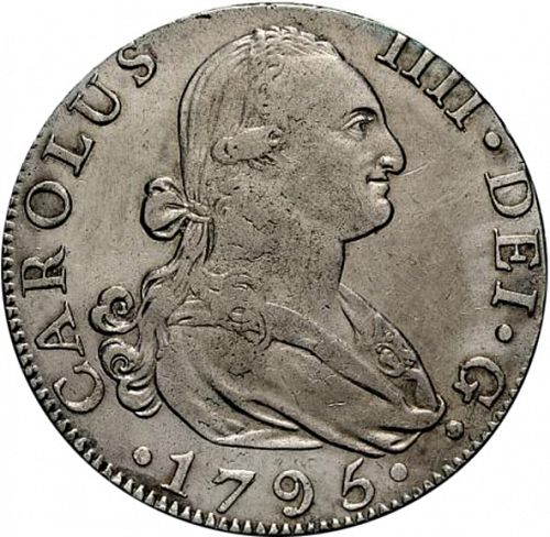 8 Reales Obverse Image minted in SPAIN in 1795CN (1788-08  -  CARLOS IV)  - The Coin Database