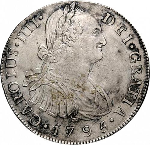 8 Reales Obverse Image minted in SPAIN in 1795M (1788-08  -  CARLOS IV)  - The Coin Database