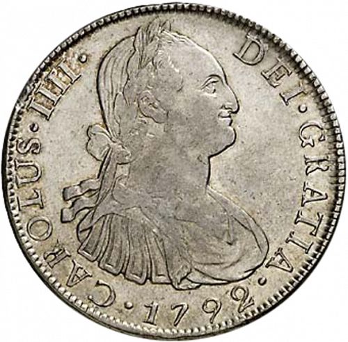 8 Reales Obverse Image minted in SPAIN in 1799DA (1788-08  -  CARLOS IV)  - The Coin Database