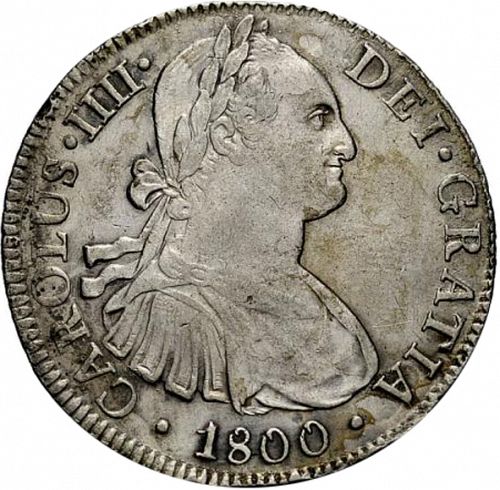 8 Reales Obverse Image minted in SPAIN in 1800FM (1788-08  -  CARLOS IV)  - The Coin Database