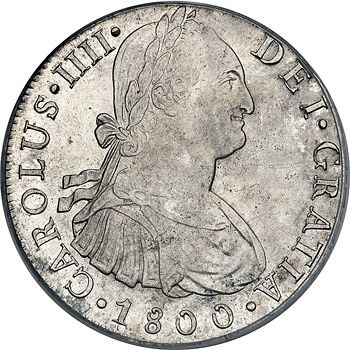 8 Reales Obverse Image minted in SPAIN in 1800IJ (1788-08  -  CARLOS IV)  - The Coin Database