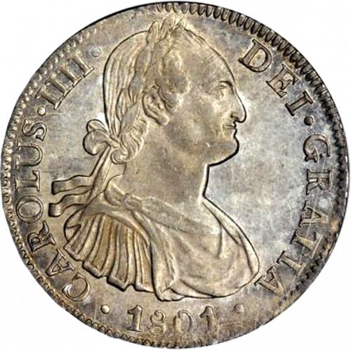 8 Reales Obverse Image minted in SPAIN in 1801FT (1788-08  -  CARLOS IV)  - The Coin Database