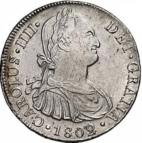 8 Reales Obverse Image minted in SPAIN in 1802IJ (1788-08  -  CARLOS IV)  - The Coin Database
