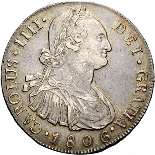 8 Reales Obverse Image minted in SPAIN in 1806M (1788-08  -  CARLOS IV)  - The Coin Database