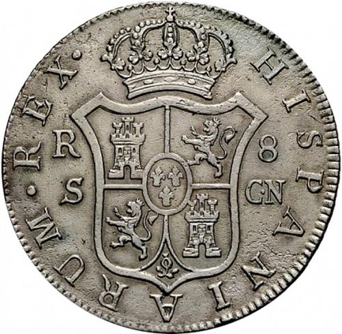 8 Reales Reverse Image minted in SPAIN in 1792CN (1788-08  -  CARLOS IV)  - The Coin Database