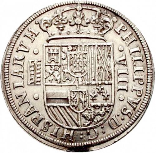 8 Reales Obverse Image minted in SPAIN in 1587 (1556-98  -  FELIPE II)  - The Coin Database
