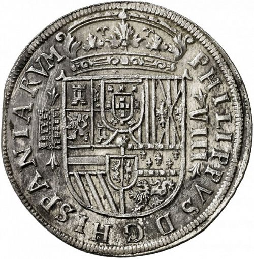 8 Reales Obverse Image minted in SPAIN in 1589 (1556-98  -  FELIPE II)  - The Coin Database