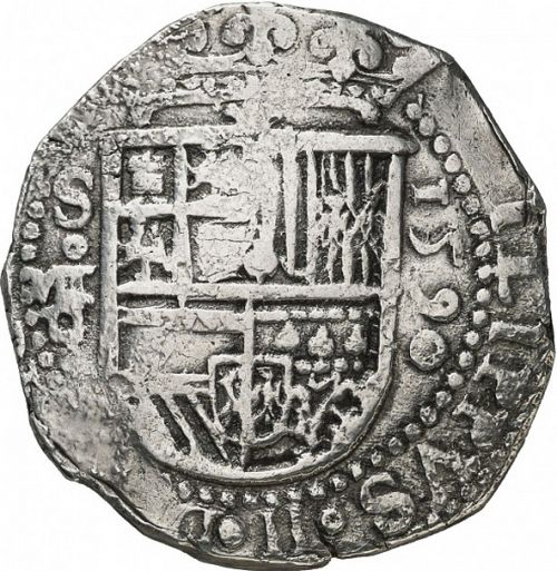 8 Reales Obverse Image minted in SPAIN in 1590D (1556-98  -  FELIPE II)  - The Coin Database