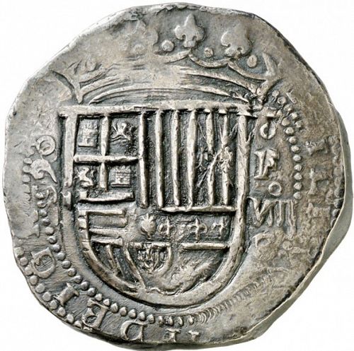8 Reales Obverse Image minted in SPAIN in 1590F (1556-98  -  FELIPE II)  - The Coin Database