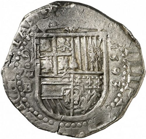 8 Reales Obverse Image minted in SPAIN in 1593B (1556-98  -  FELIPE II)  - The Coin Database