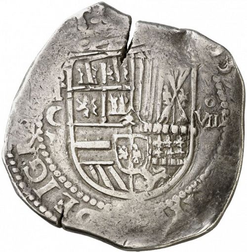 8 Reales Obverse Image minted in SPAIN in 1597C (1556-98  -  FELIPE II)  - The Coin Database
