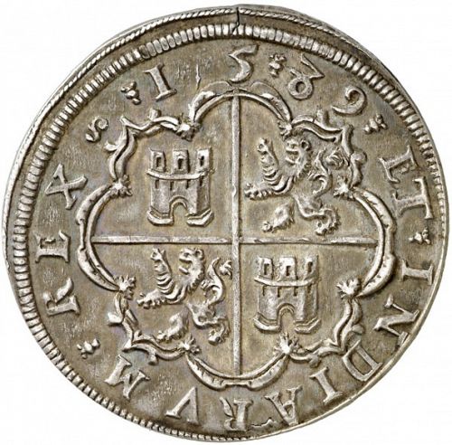 8 Reales Reverse Image minted in SPAIN in 1589 (1556-98  -  FELIPE II)  - The Coin Database