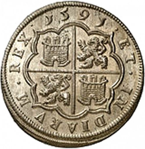 8 Reales Reverse Image minted in SPAIN in 1591 (1556-98  -  FELIPE II)  - The Coin Database