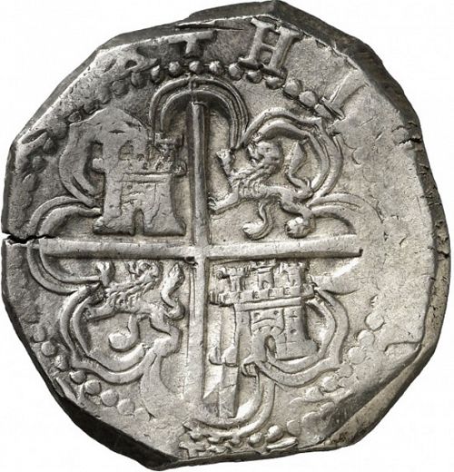 8 Reales Reverse Image minted in SPAIN in 1593B (1556-98  -  FELIPE II)  - The Coin Database