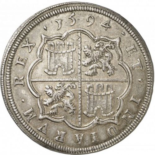 8 Reales Reverse Image minted in SPAIN in 1594 (1556-98  -  FELIPE II)  - The Coin Database
