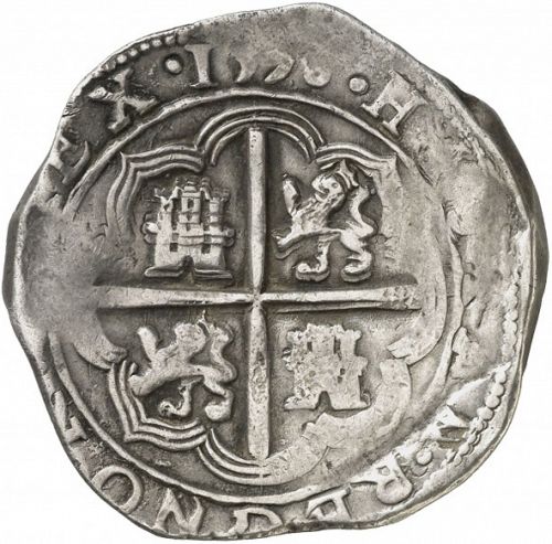 8 Reales Reverse Image minted in SPAIN in 1598B (1556-98  -  FELIPE II)  - The Coin Database