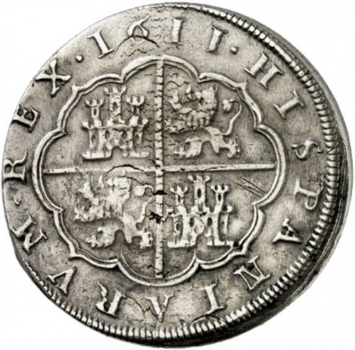 8 Reales Reverse Image minted in SPAIN in 1611C (1598-21  -  FELIPE III)  - The Coin Database