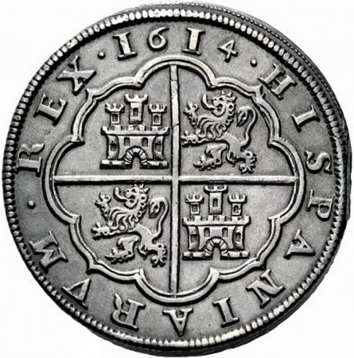 8 Reales Reverse Image minted in SPAIN in 1614AR (1598-21  -  FELIPE III)  - The Coin Database