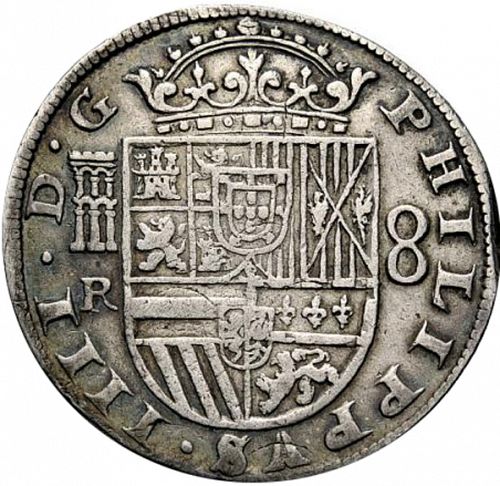 8 Reales Obverse Image minted in SPAIN in 1632R (1621-65  -  FELIPE IV)  - The Coin Database