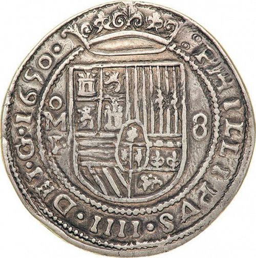 8 Reales Obverse Image minted in SPAIN in 1650P (1621-65  -  FELIPE IV)  - The Coin Database
