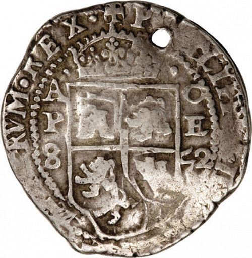 8 Reales Obverse Image minted in SPAIN in 1652E (1621-65  -  FELIPE IV)  - The Coin Database