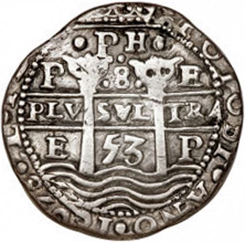 8 Reales Obverse Image minted in SPAIN in 1653E (1621-65  -  FELIPE IV)  - The Coin Database