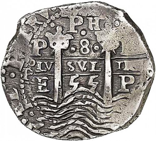 8 Reales Obverse Image minted in SPAIN in 1655E (1621-65  -  FELIPE IV)  - The Coin Database