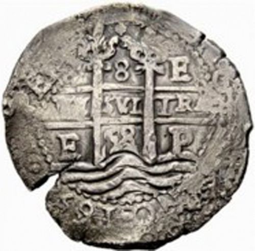 8 Reales Obverse Image minted in SPAIN in 1658E (1621-65  -  FELIPE IV)  - The Coin Database