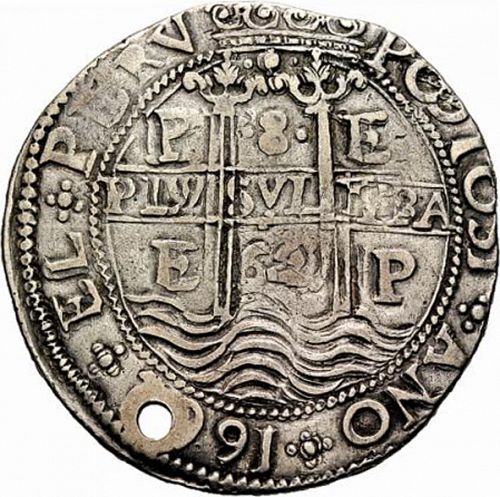8 Reales Obverse Image minted in SPAIN in 1662E (1621-65  -  FELIPE IV)  - The Coin Database