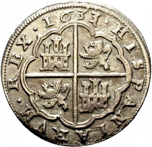 8 Reales Reverse Image minted in SPAIN in 1633R (1621-65  -  FELIPE IV)  - The Coin Database